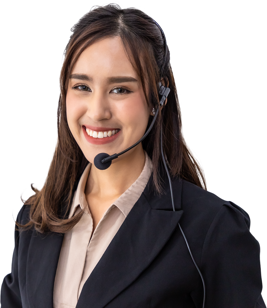 Asian female operator call centre with headsets